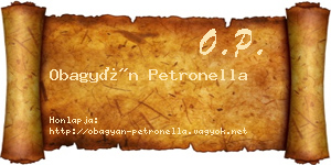 Obagyán Petronella névjegykártya